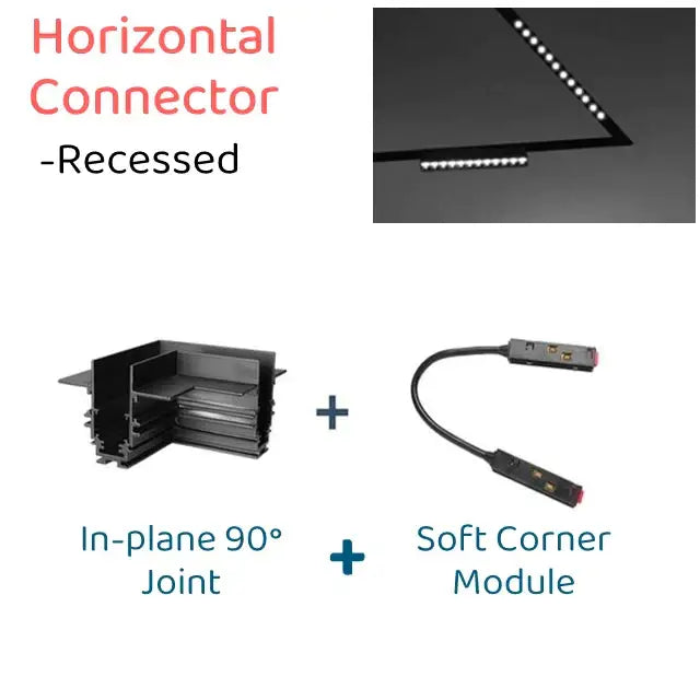 Recessed horizontal track light with black metal frame and integrated led strip lighting for decorbites led magnetic use