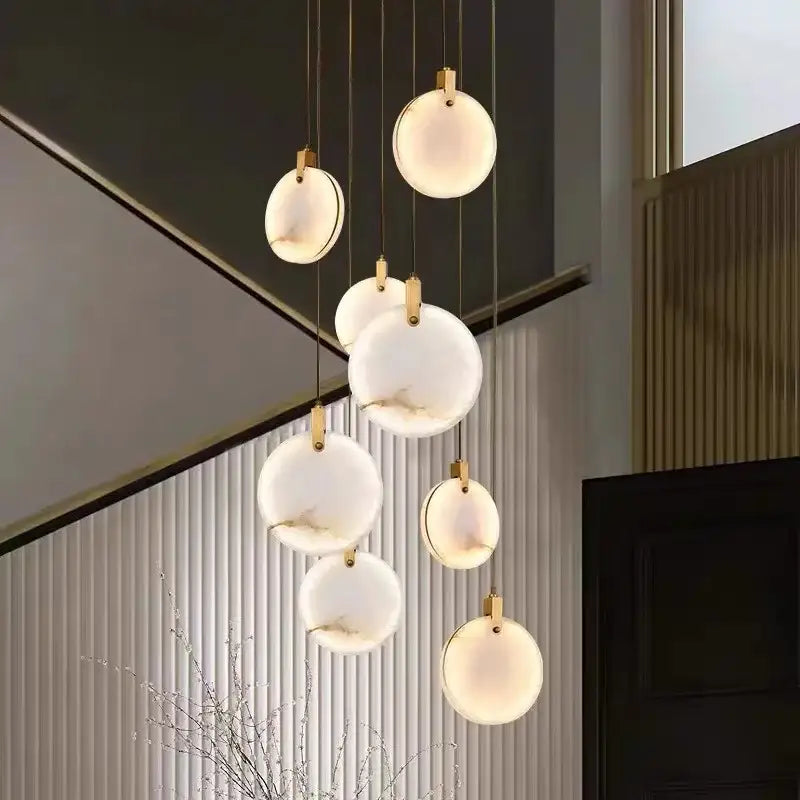 Decorbites led marble pendant lamp with frosted glass spheres and gold-toned hardware for modern living rooms