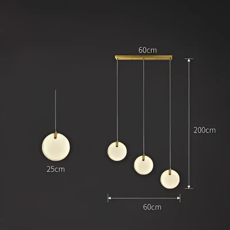 Modern minimalist decorbites led marble gold chandelier with four cream glass shades suspended on gold metal bar