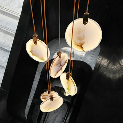 Modern pendant lights with translucent agate shades in warm cream and brown tones for decorbites led marble gold chandelier