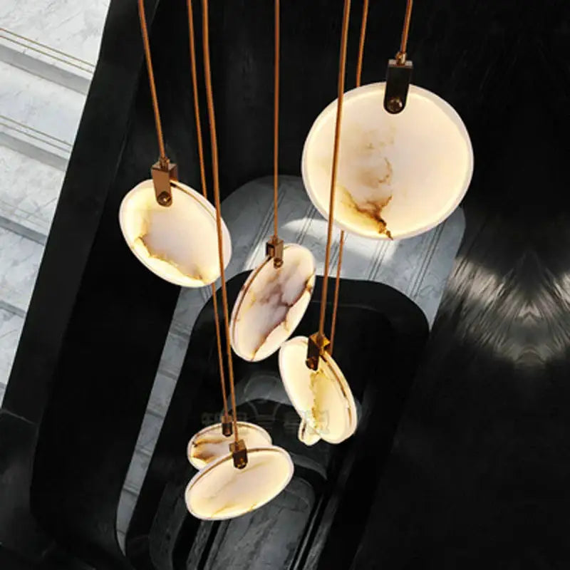 Modern pendant lights with translucent agate shades in warm cream and brown tones for decorbites led marble gold chandelier