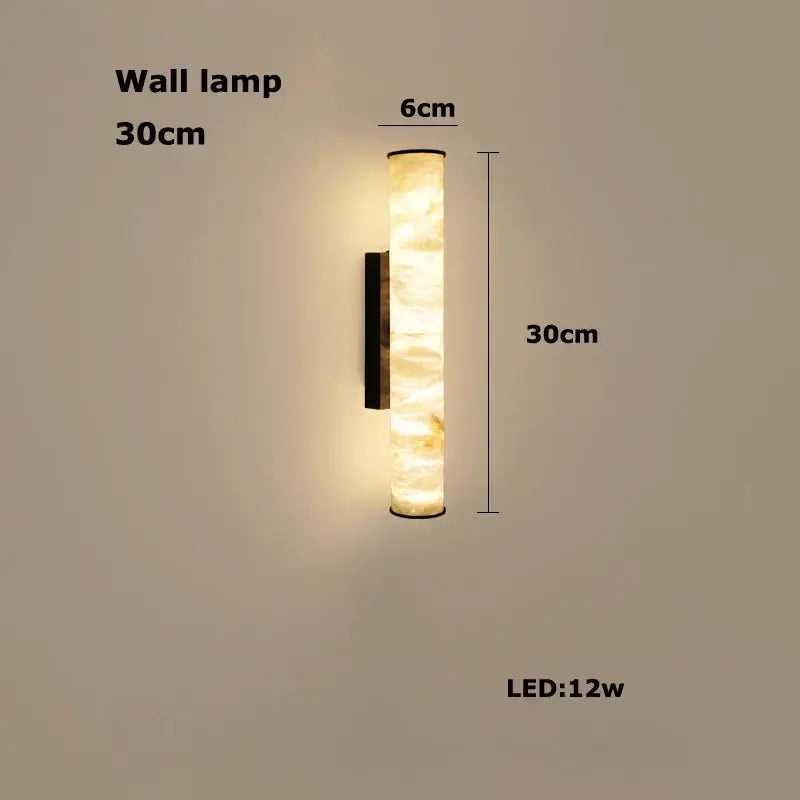 Decorbites™ led marble hanging lamp with white alabaster amber translucent cylindrical body and black metal bracket