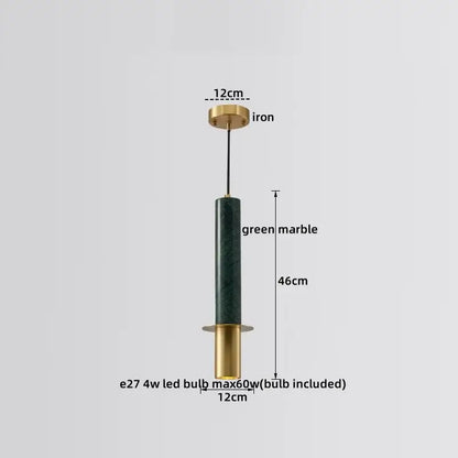 DecorBites led marble pendant lamp with green marble body, brass accents, and iron mount for modern luxury lighting
