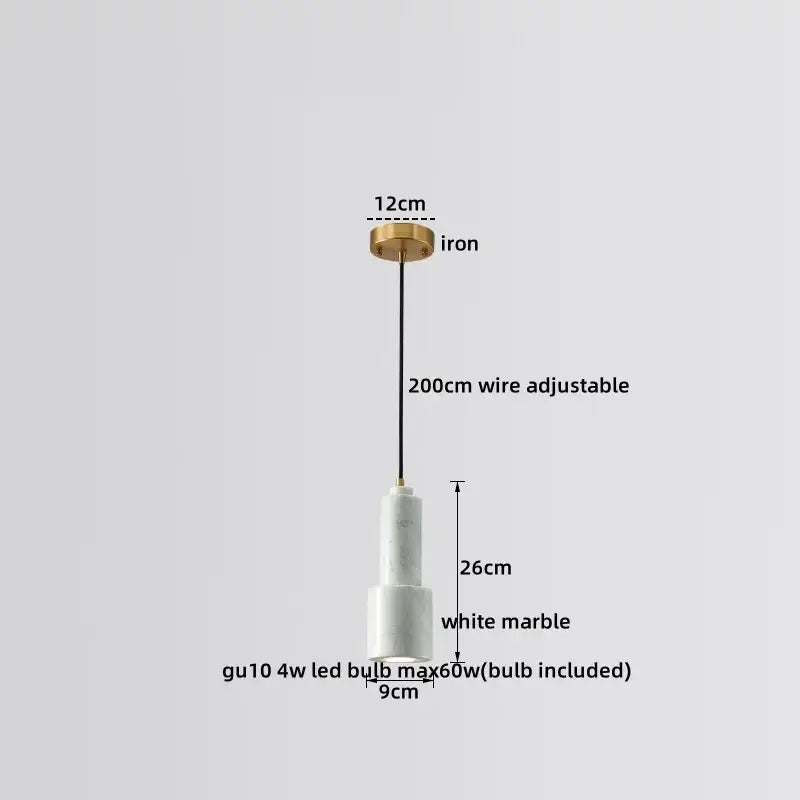 Decorbites led marble pendant lamp with white marble shade brass iron mount and adjustable 200cm wire for modern spaces