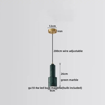 Decorbites led marble pendant lamp with green marble shade and brass iron mount for modern luxury lighting