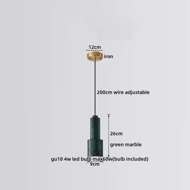 Decorbites led marble pendant lamp with green marble shade and brass iron mount for modern luxury lighting