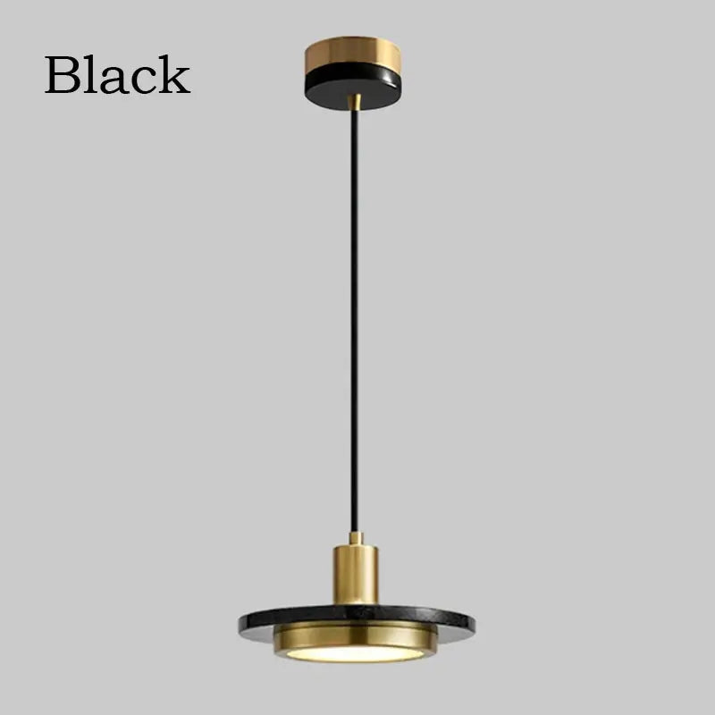 Black and gold minimalist decorbites led marble pendant light with sleek circular design for dining and bedroom decor