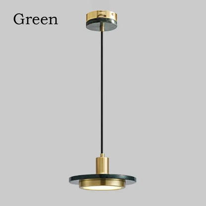 Green marble and brass minimalist decorbites led marble pendant light with sleek circular design for dining and bedroom