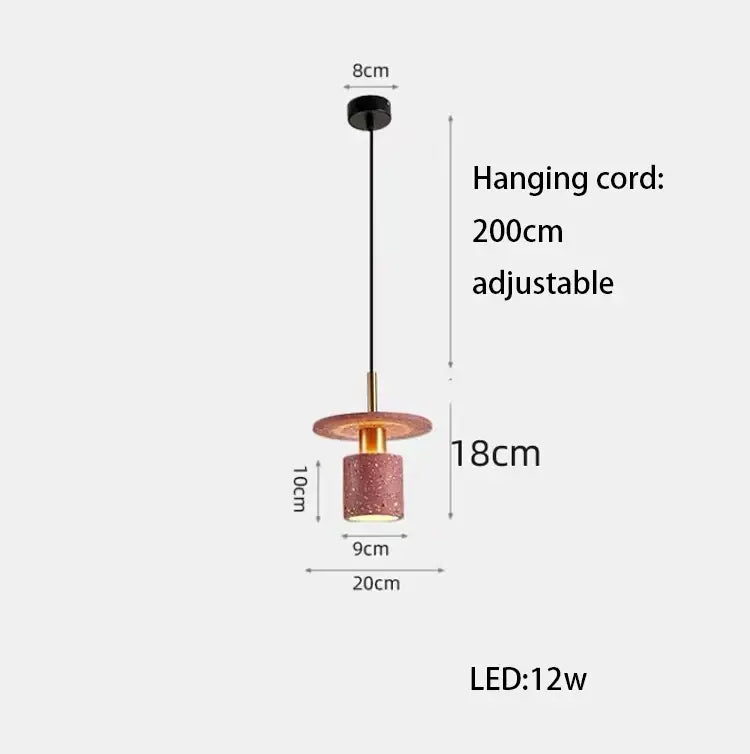 Decorbites led marble pendant light with rose gold textured finish and cylindrical glass shade for dining room use