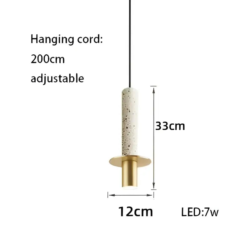 DecorBites™ LED marble stone pendant light with speckled white ceramic body and gold-toned base for dining room