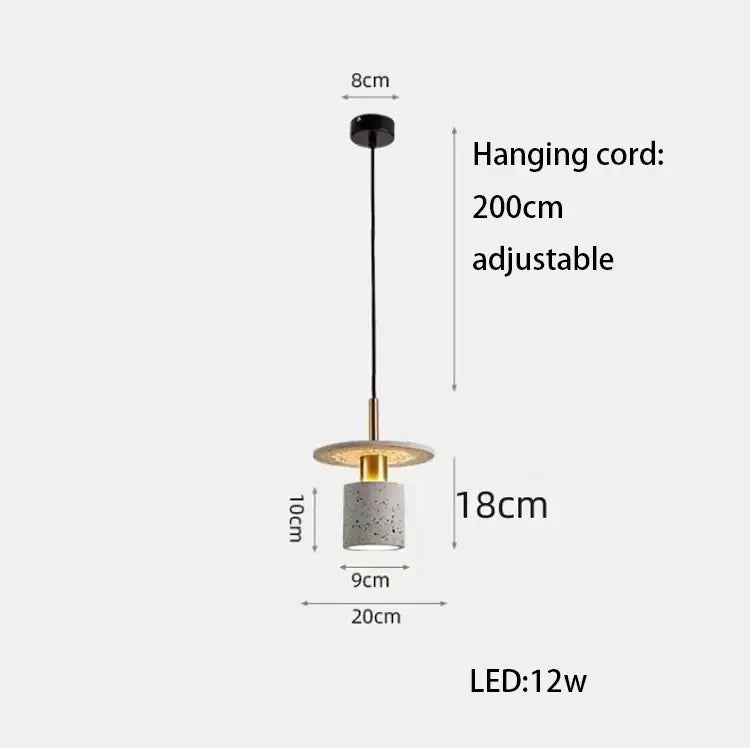 Modern minimalist decorbites led marble pendant light with gray concrete shade and gold accents for dining room lighting