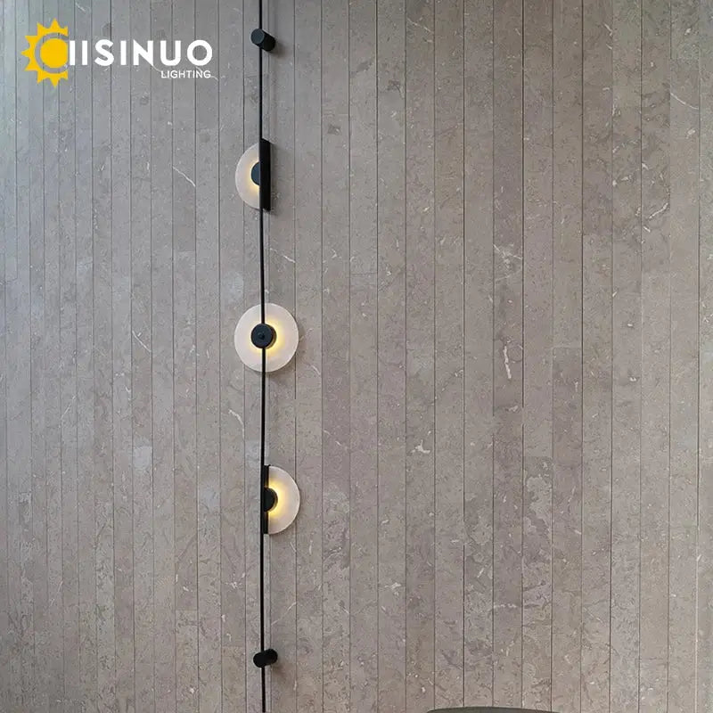 Modern minimalist decorbites led marble wall lights with three frosted glass shades on black metal sconces for living areas