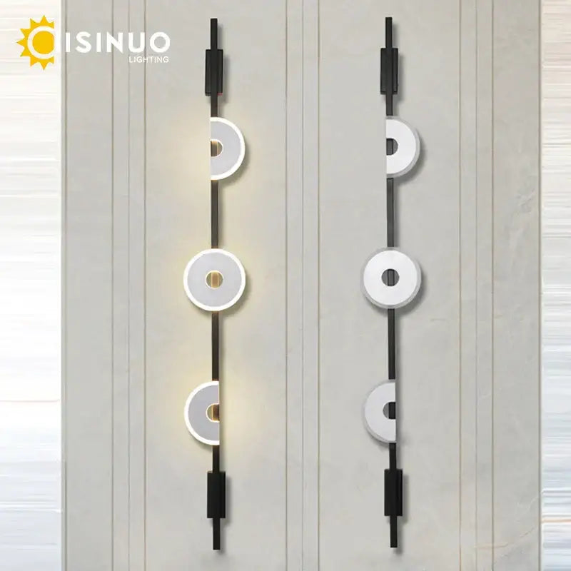 Modern black and white circular decorbites led marble wall lights with minimalist design in black metal for living room use