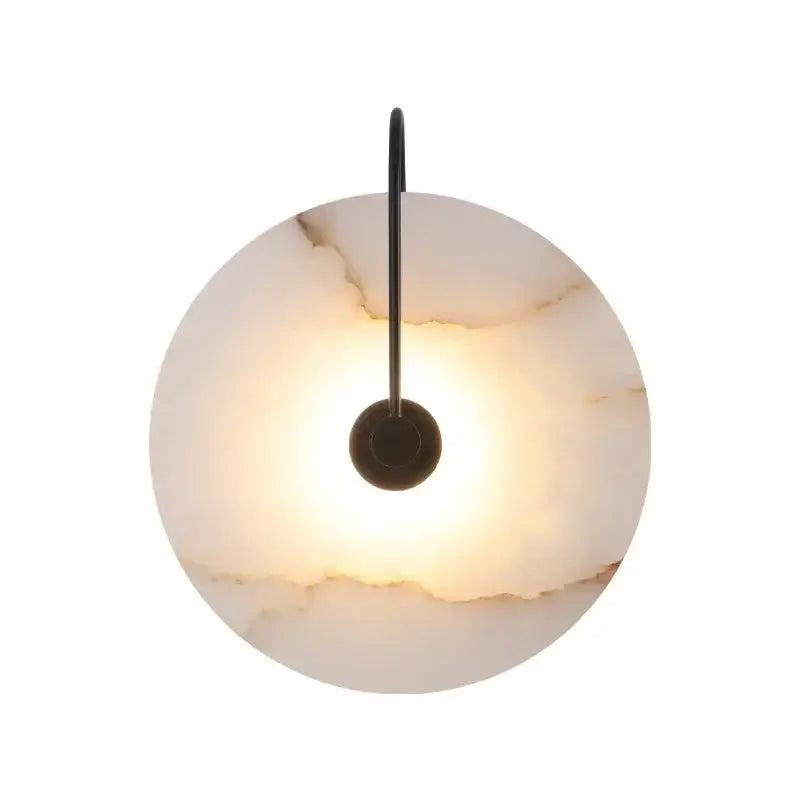 Circular onyx decorbites led marble wall sconce with a warm glowing light for living room and bedroom decor