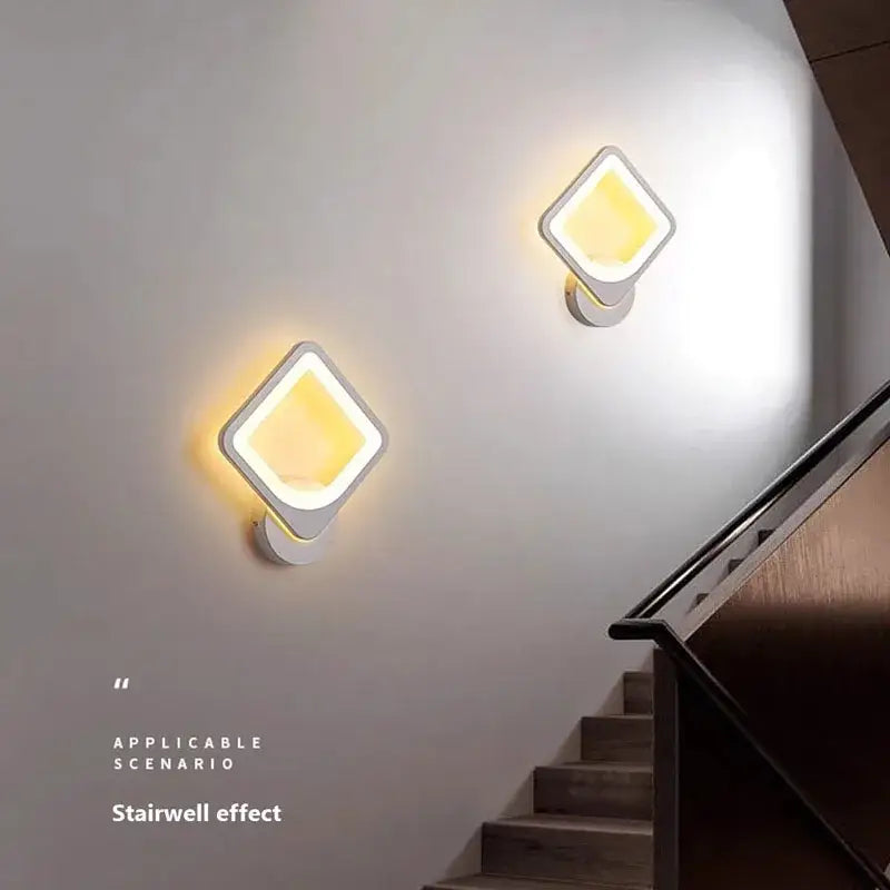 Modern diamond-shaped wall light by decorbites led metal acrylic with white finish and warm yellow led lighting for minimalist decor