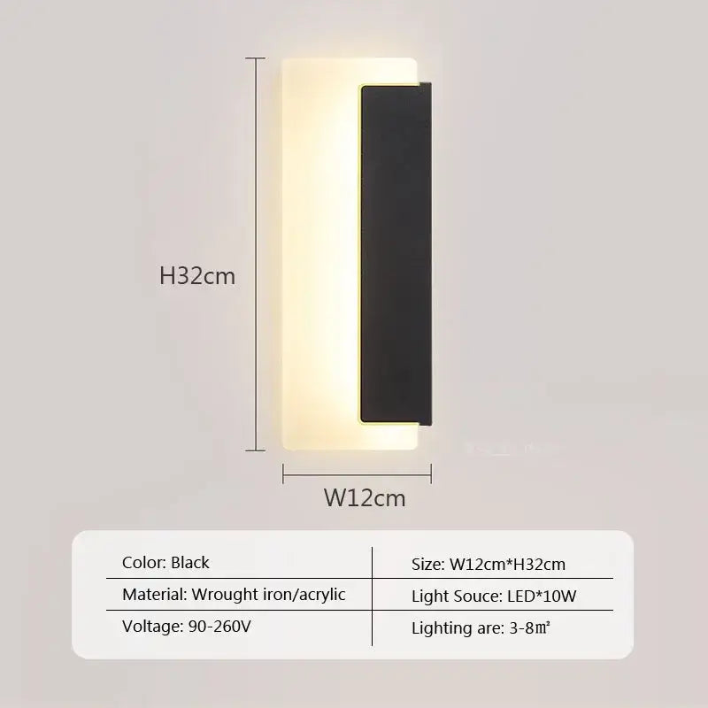 Black modern wall light with sleek rectangular design made of wrought iron and acrylic decorbites led metal acrylic