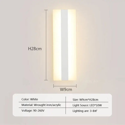 White rectangular wall light with sleek design made of wrought iron and acrylic for modern decorbites led metal acrylic use