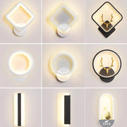 Modern geometric wall light in white and black with gold deer head or bird accents decorbites led metal acrylic design
