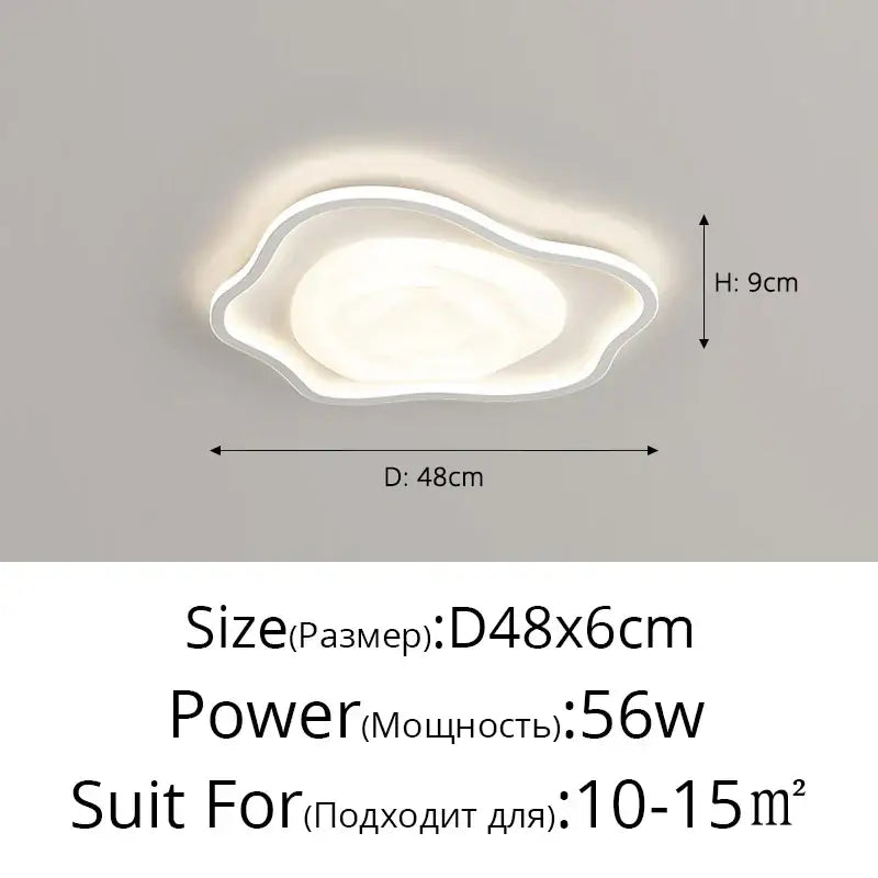 Modern white led ceiling light with sleek cloud-like design and curved edges in decorbites led minimalism chandelier