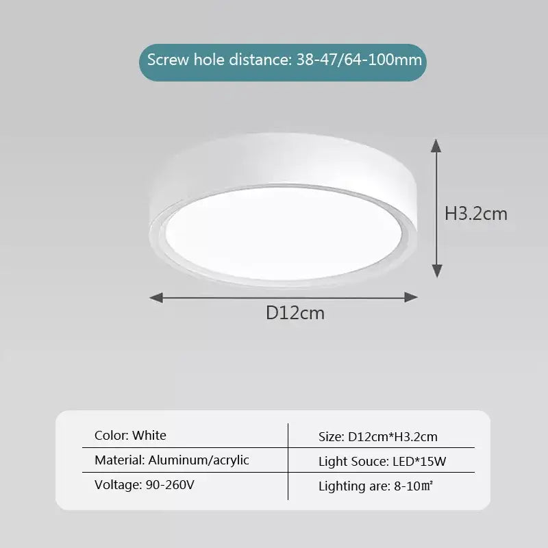 Decorbites™ white minimalist ceiling light with sleek aluminum and acrylic design 12cm diameter ultra slim round lamp