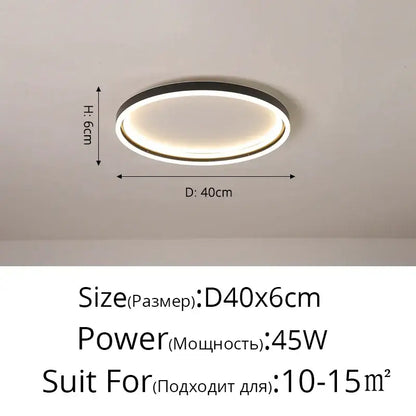 Modern circular decorbites led minimalist chandelier with black frame and warm white led ring in golden finish 40cm diameter