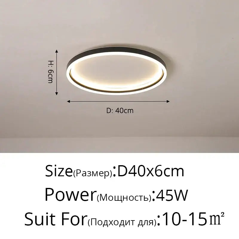 Modern circular decorbites led minimalist chandelier with black frame and warm white led ring in golden finish 40cm diameter