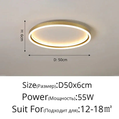 Decorbites led minimalist chandelier with golden finish circular frame and warm white led ring for living room and bedroom