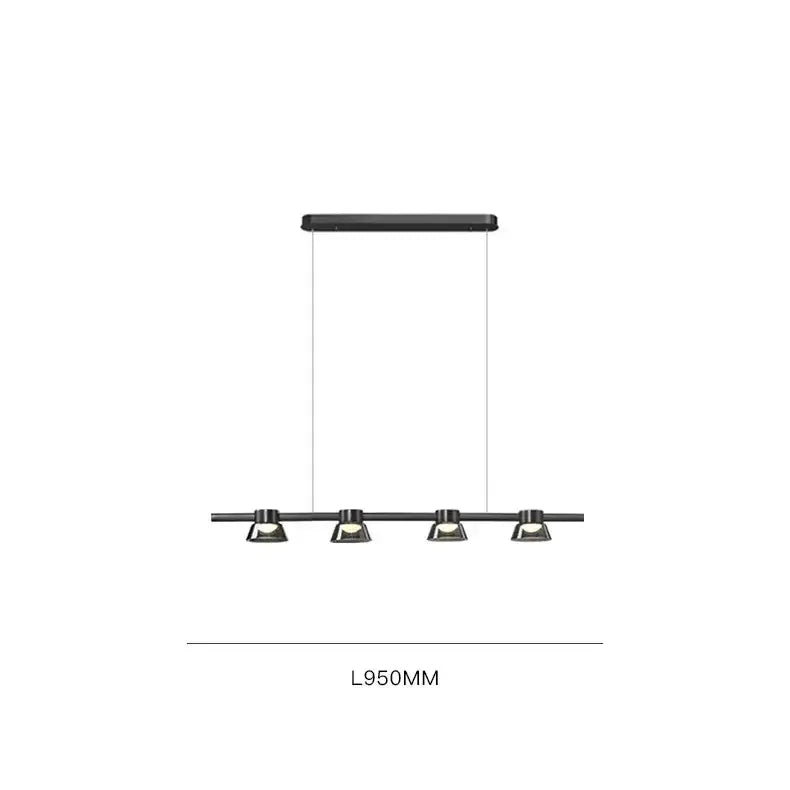 Modern black DecorBites LED minimalist chandelier pendant lights with four adjustable spotlights for kitchen island decor