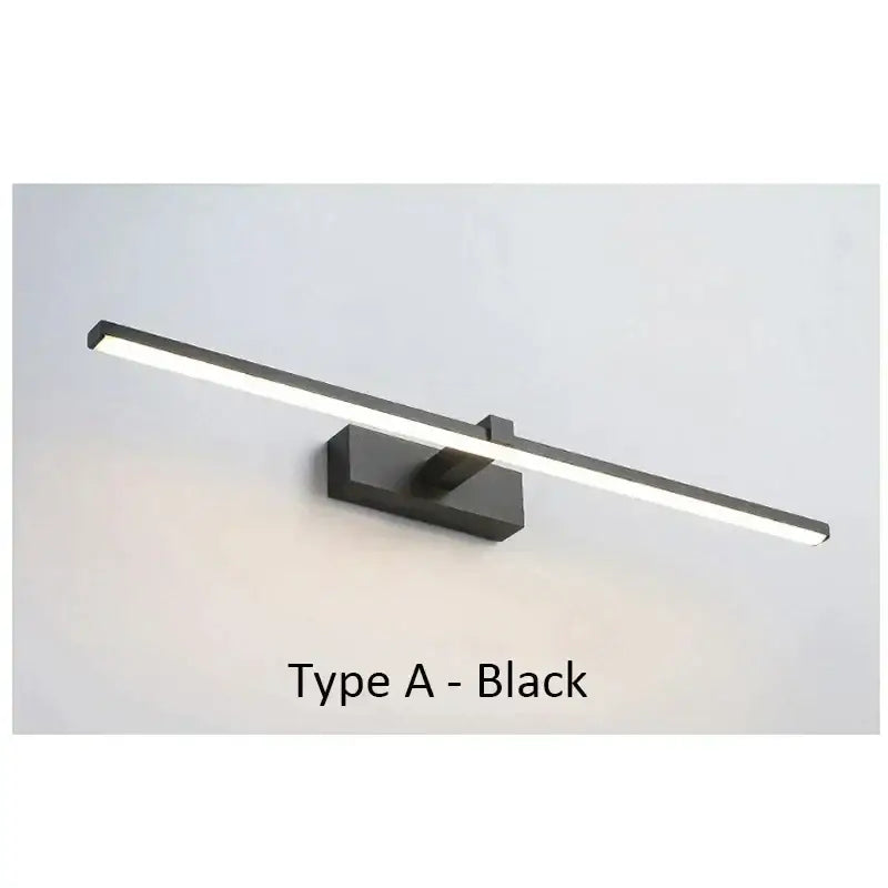 Black matte DecorBites LED mirror bathroom wall sconce light fixture with sleek modern rectangular design