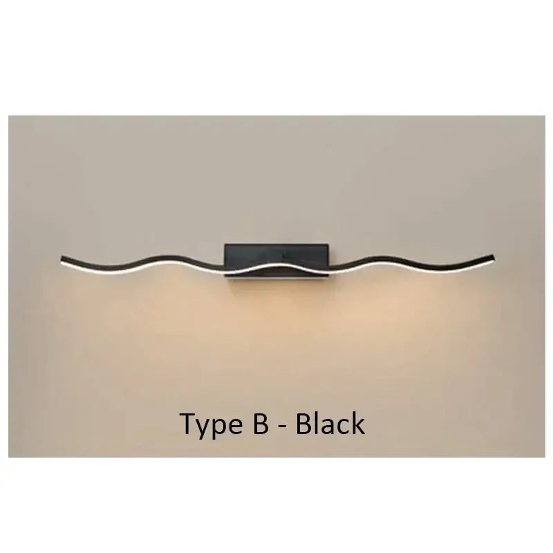 Black wavy led wall sconce with sleek modern design for decorbites led mirror bathroom and mirror bathroom wall use