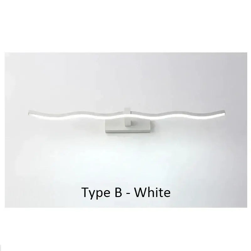 White led wall sconce with sleek wavy design and minimalist base for decorbites led mirror bathroom wall use