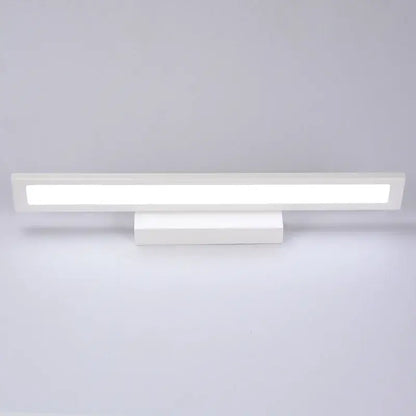 White rectangular decorbites led mirror wall lamp with sleek minimalist design and smooth matte finish for bathroom use