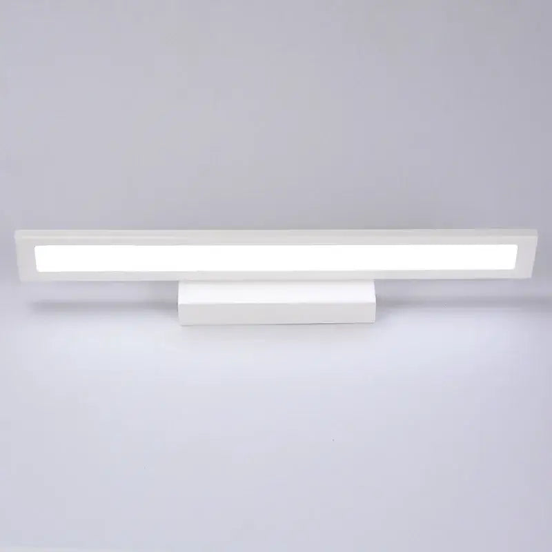 White rectangular decorbites led mirror wall lamp with sleek minimalist design and smooth matte finish for bathroom use