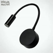 Black flexible gooseneck decorbites led mirror light bedside lamp with sleek cylindrical head and circular base