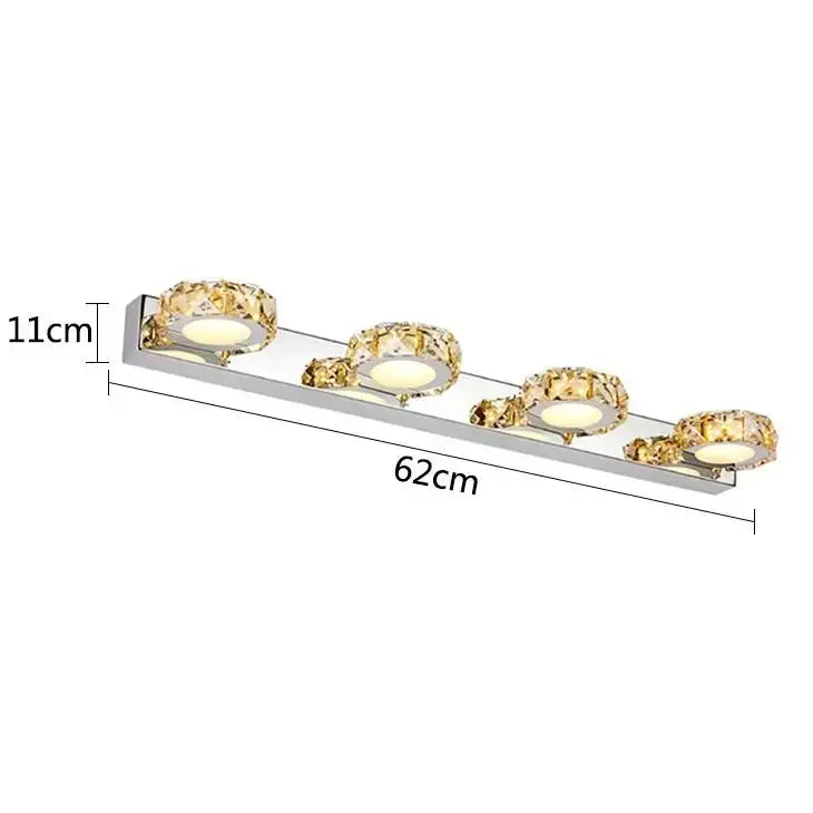 Modern four-light wall lamp with chrome finish and gold crystal accents for bathroom decorbites led mirror light