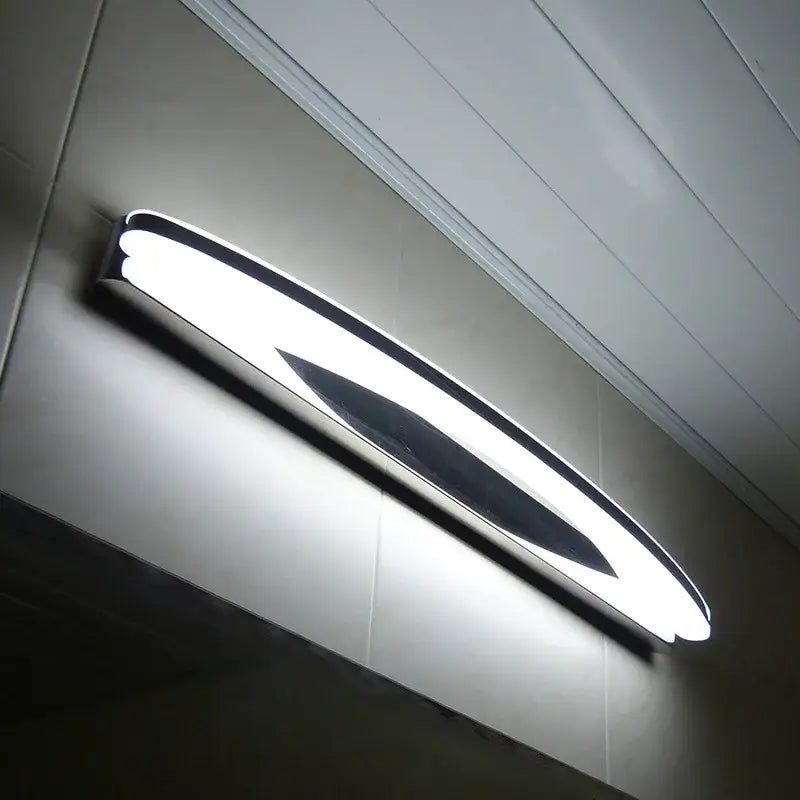 Modern minimalist decorbites led mirror light fixture with polished chrome and frosted glass diffuser for bathroom makeup