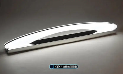 A sleek decorbites led mirror light fixture with polished chrome finish and illuminated white led strip center section