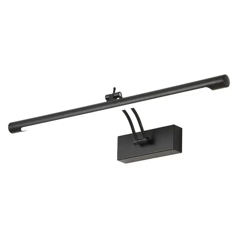 Black matte decorbites led mirror light with sleek rectangular base and cylindrical bar for bathroom wall decor
