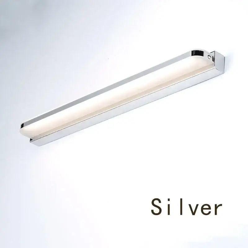 Silver rectangular led wall sconce with chrome finish and diffused panel for decorbites led mirror light bathroom vanity