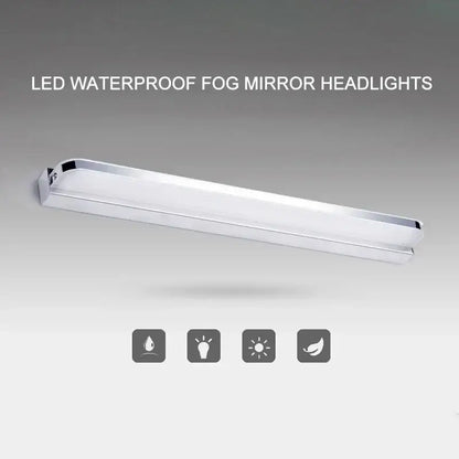 Silver sleek waterproof fog decorated led mirror light with modern rectangular design in stainless steel bathroom vanity