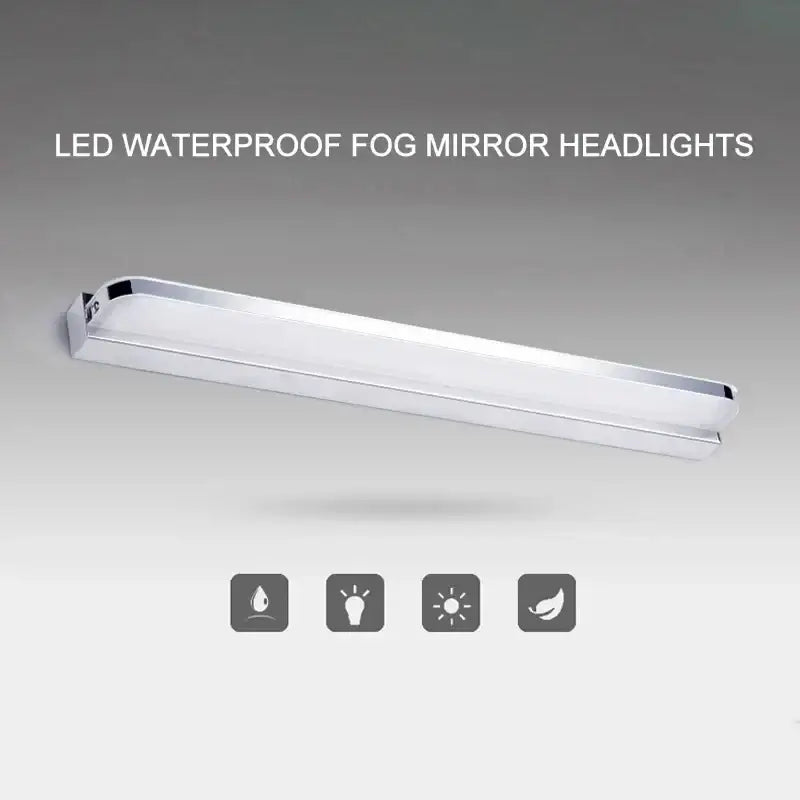 Silver sleek waterproof fog decorated led mirror light with modern rectangular design in stainless steel bathroom vanity