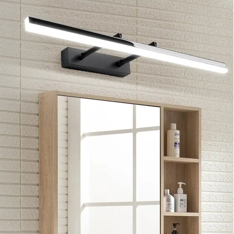 DecorBites led mirror light wall lamp in black and chrome with sleek rectangular design for modern bathrooms