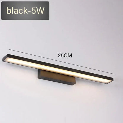 Black 5w led wall lamp with sleek rectangular design and warm white light for decorbites led mirror light fixture