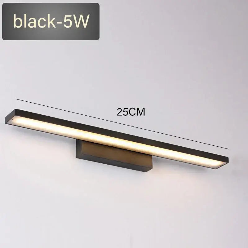Black 5w led wall lamp with sleek rectangular design and warm white light for decorbites led mirror light fixture