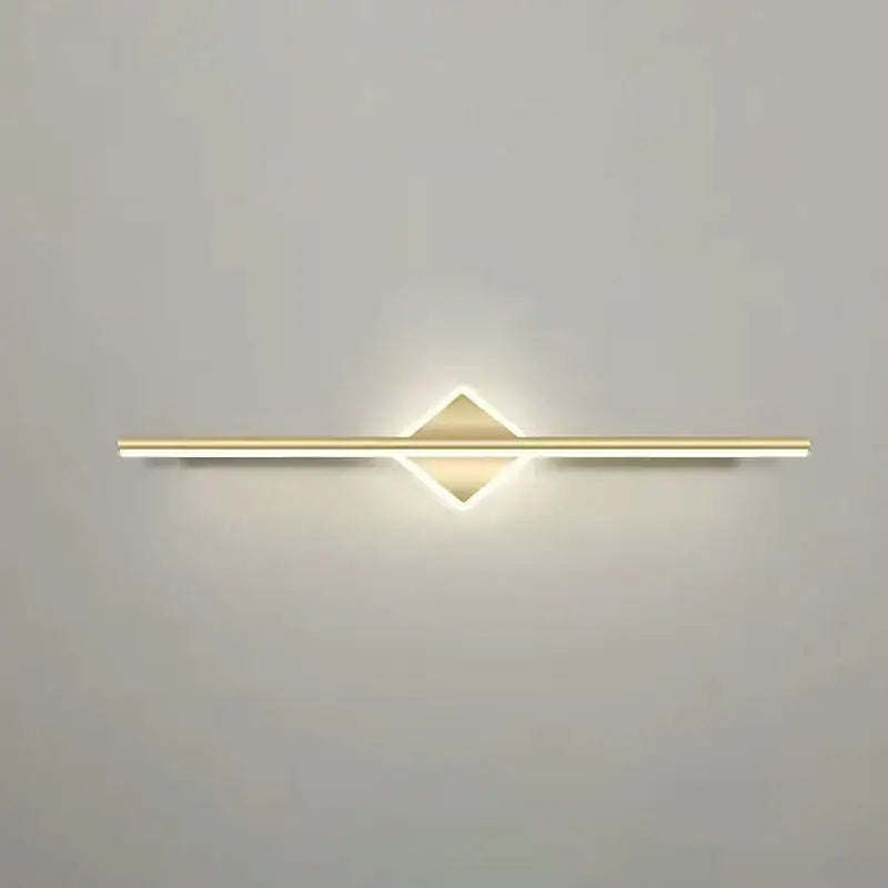 Modern gold-finished wall lamp with sleek linear design and diamond-shaped light for DecorBites led mirror light use