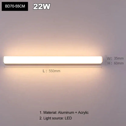 A sleek modern 22w aluminum and acrylic decorbites led mirror wall sconces for indoor living room lighting