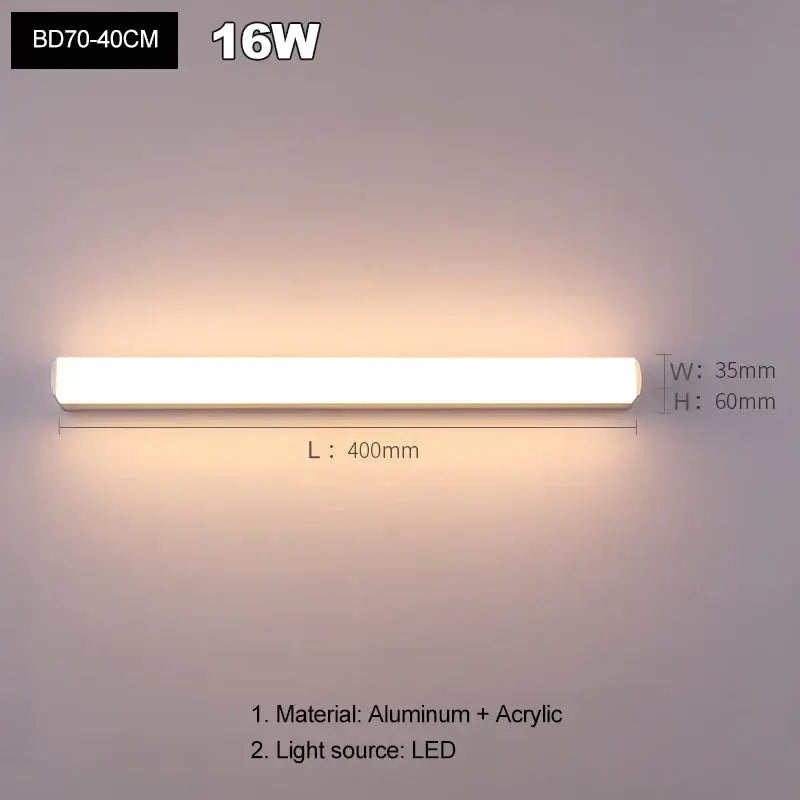A sleek modern 16w aluminum and acrylic decorbites led mirror light wall sconce for indoor living room and bedroom use
