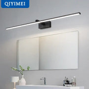 Modern black decorbites led mirror lights with sleek rectangular design and minimalist mounting bracket for bathroom use