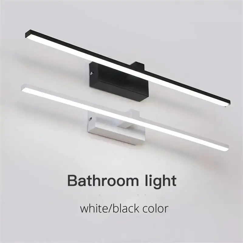 Modern minimalist decorbites led mirror lights with sleek rectangular led bars in white or black finish for bathroom use