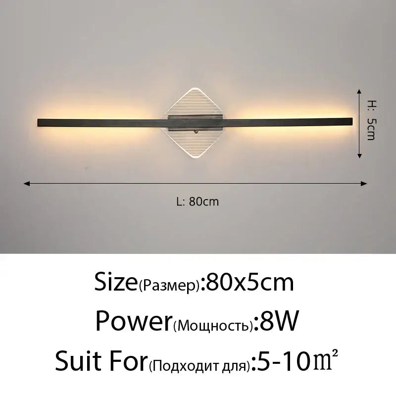 Modern black and clear acrylic decorbites led mirror wall lamp with diamond design emitting warm ambient light